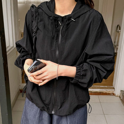 Damen Windbreaker-Jacke Verstellbarer Kordelzug Norvielle