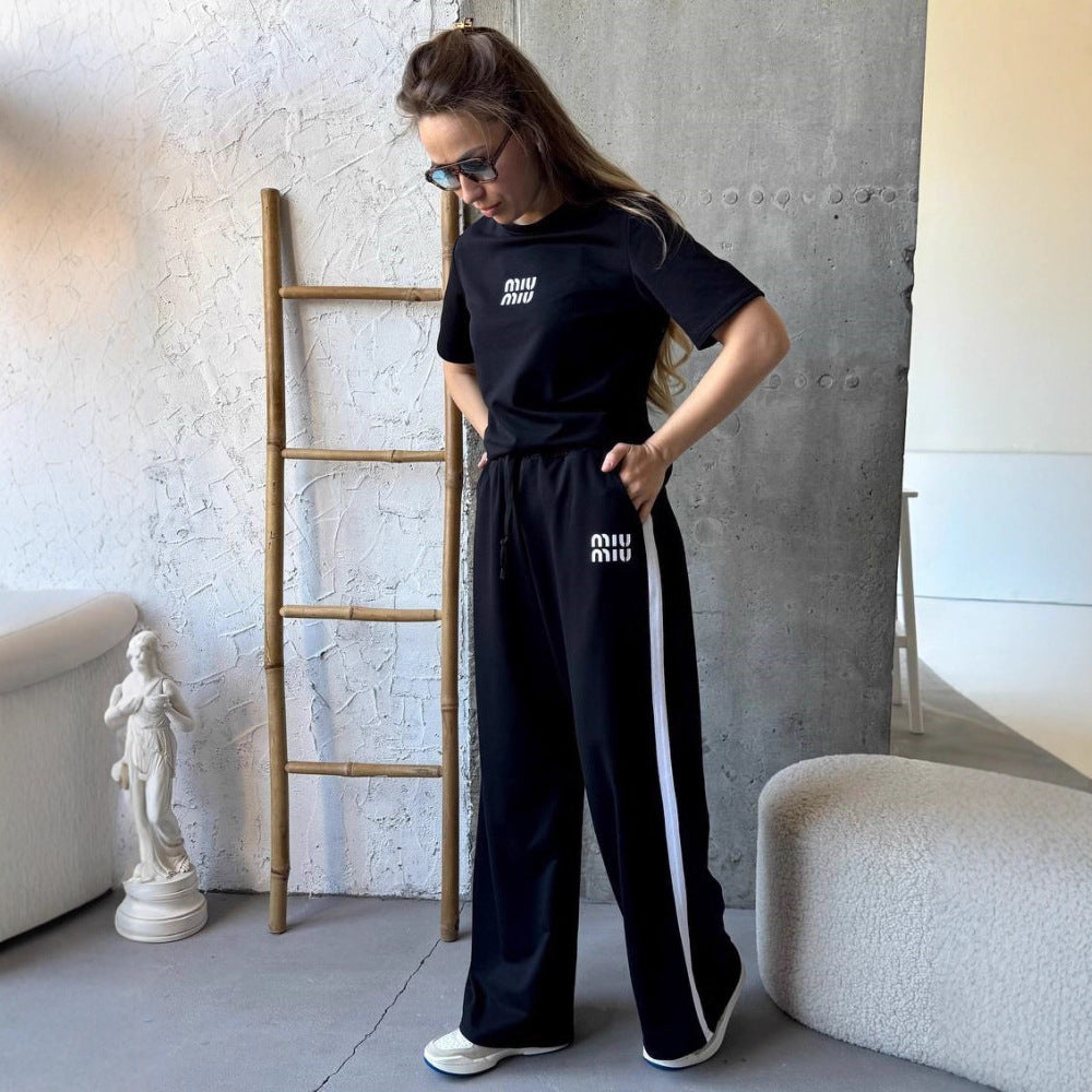 Damen Sportset T-Shirt und Hose Baumwolle Bequem
