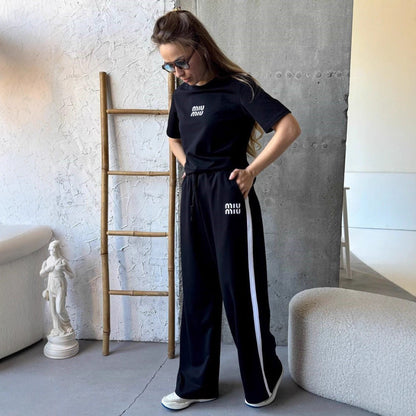 Damen Sportset T-Shirt und Hose Baumwolle Bequem