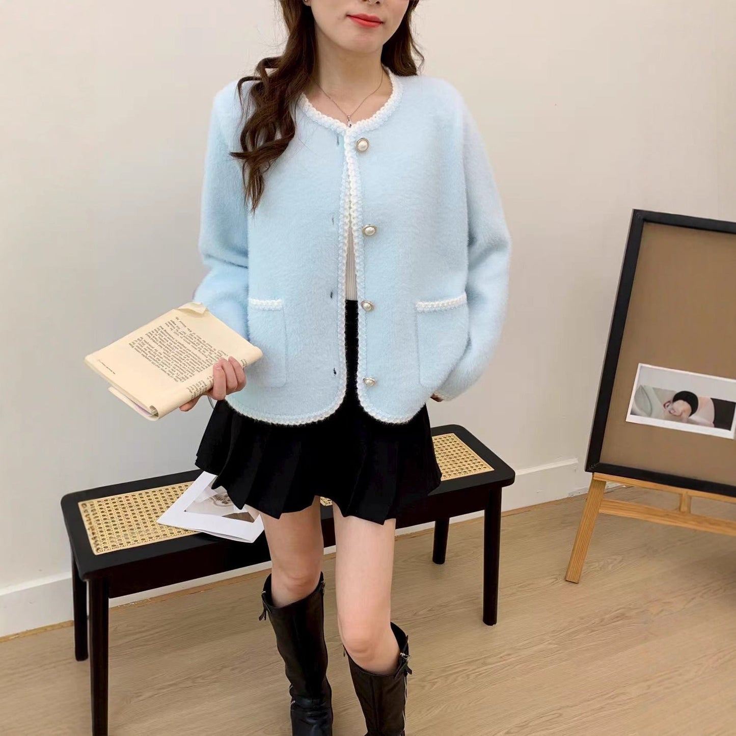 Damen Strickjacke mit Knöpfen und Taschen Norvielle