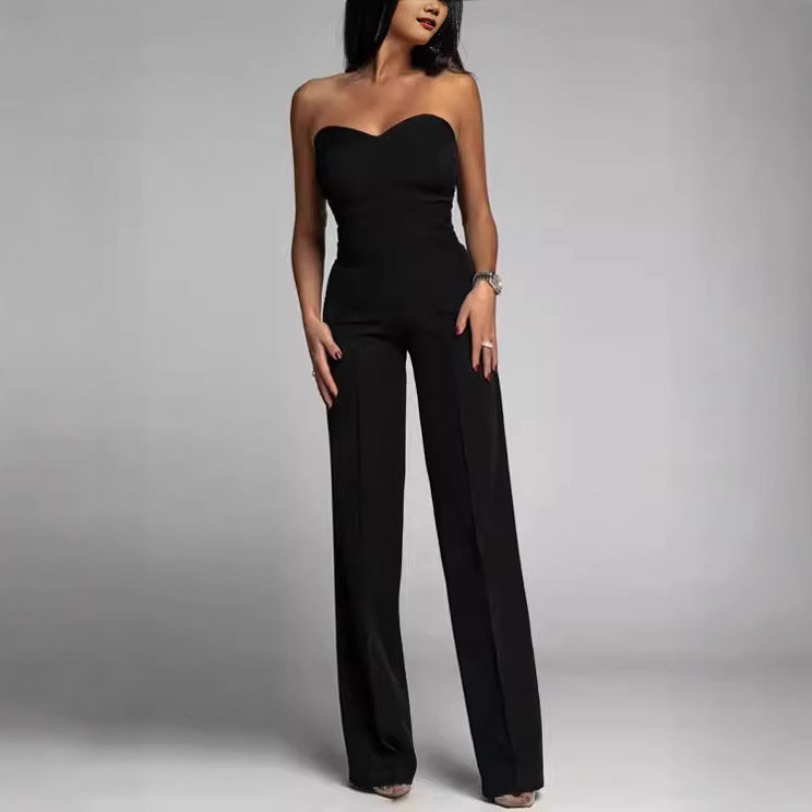 Damen Jumpsuit Schulterfrei Weites Bein Norvielle - Norvielle
