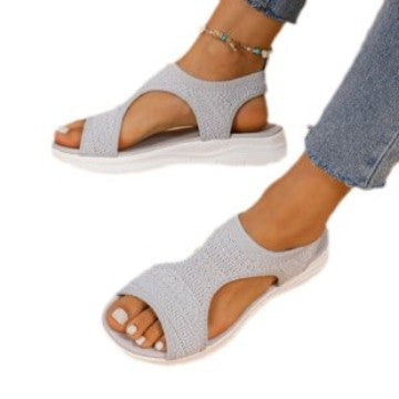 Damen Ergonomische Sandalen Elastisch Gepolstert Beige