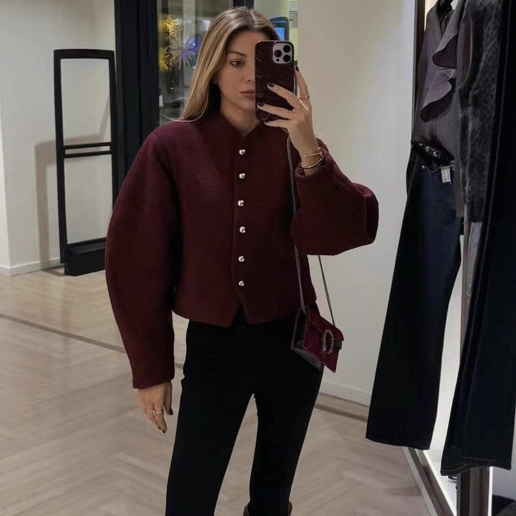 Damen Kurzjacke mit Knopfleiste Elegantes Design Norvielle