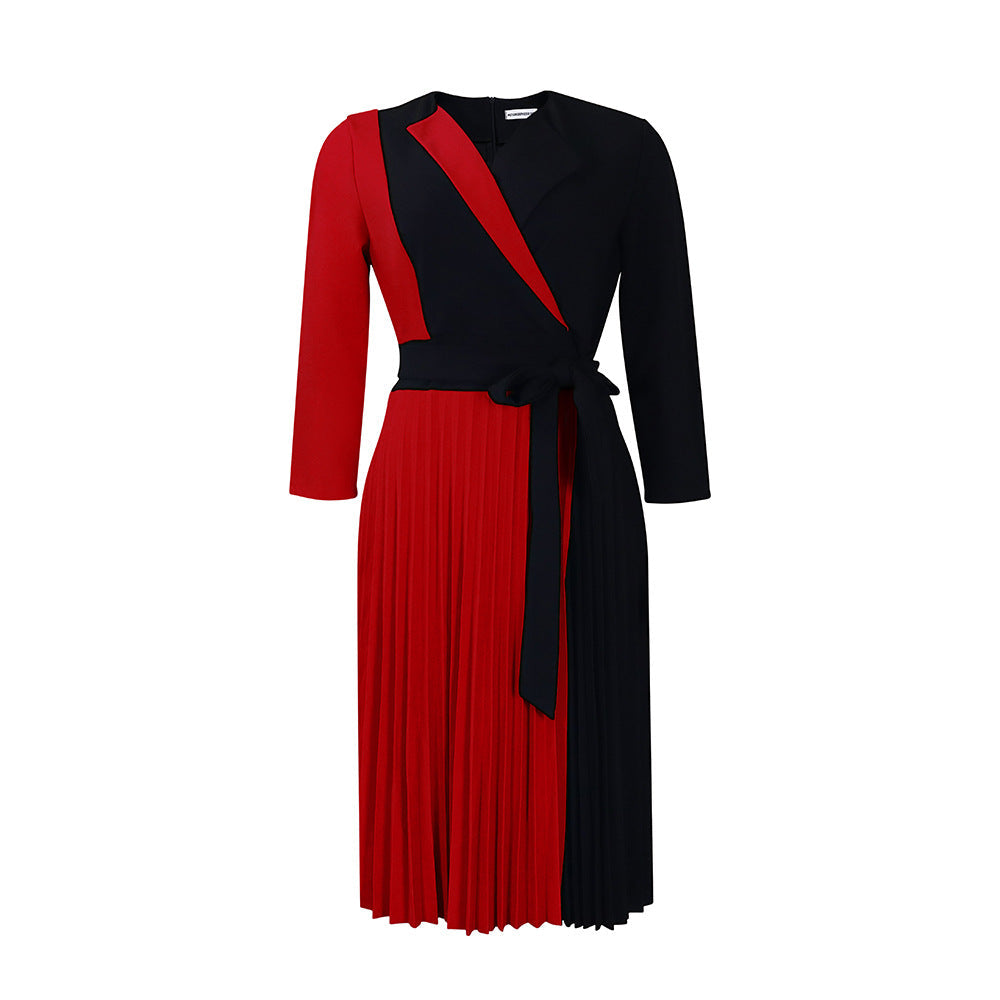 Damen Wickelkleid Plissiert Tailliert Norvielle