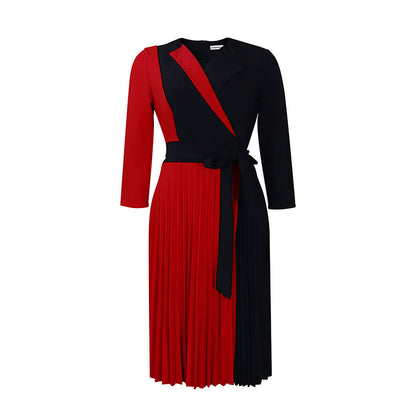 Damen Wickelkleid Plissiert Tailliert Norvielle