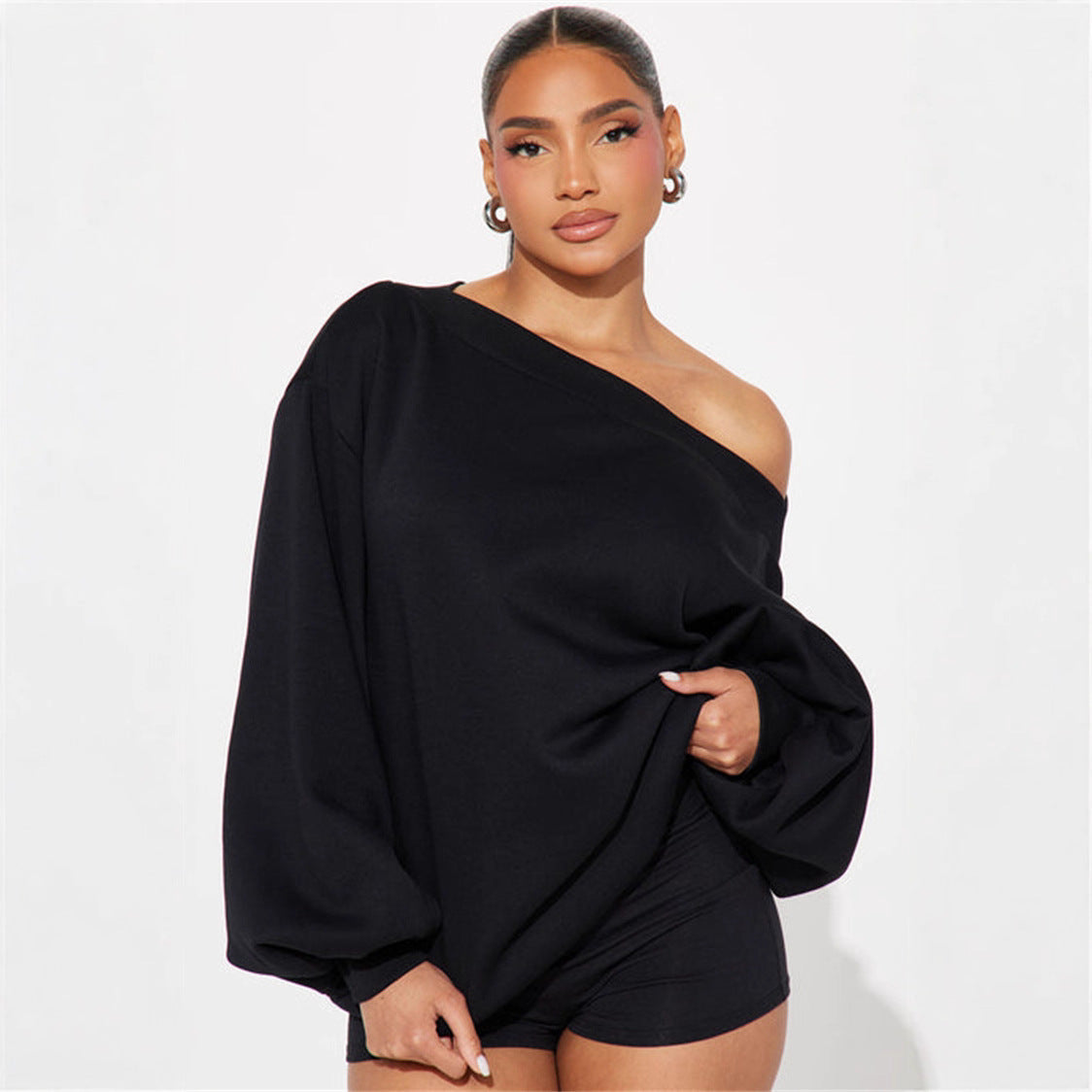 Damen Oversized Sweatpullover Asymmetrisch Norvielle - Norvielle