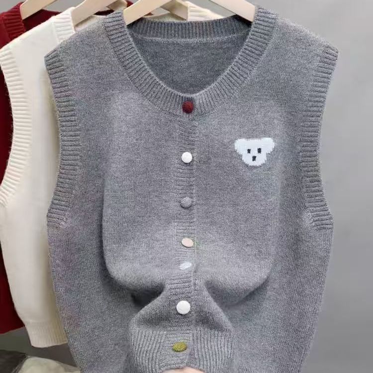 Damen Strickweste Bärenmotiv Norvielle