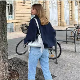 Damen Kurzjacke Lässiger Schnitt Doppelknopf Norvielle