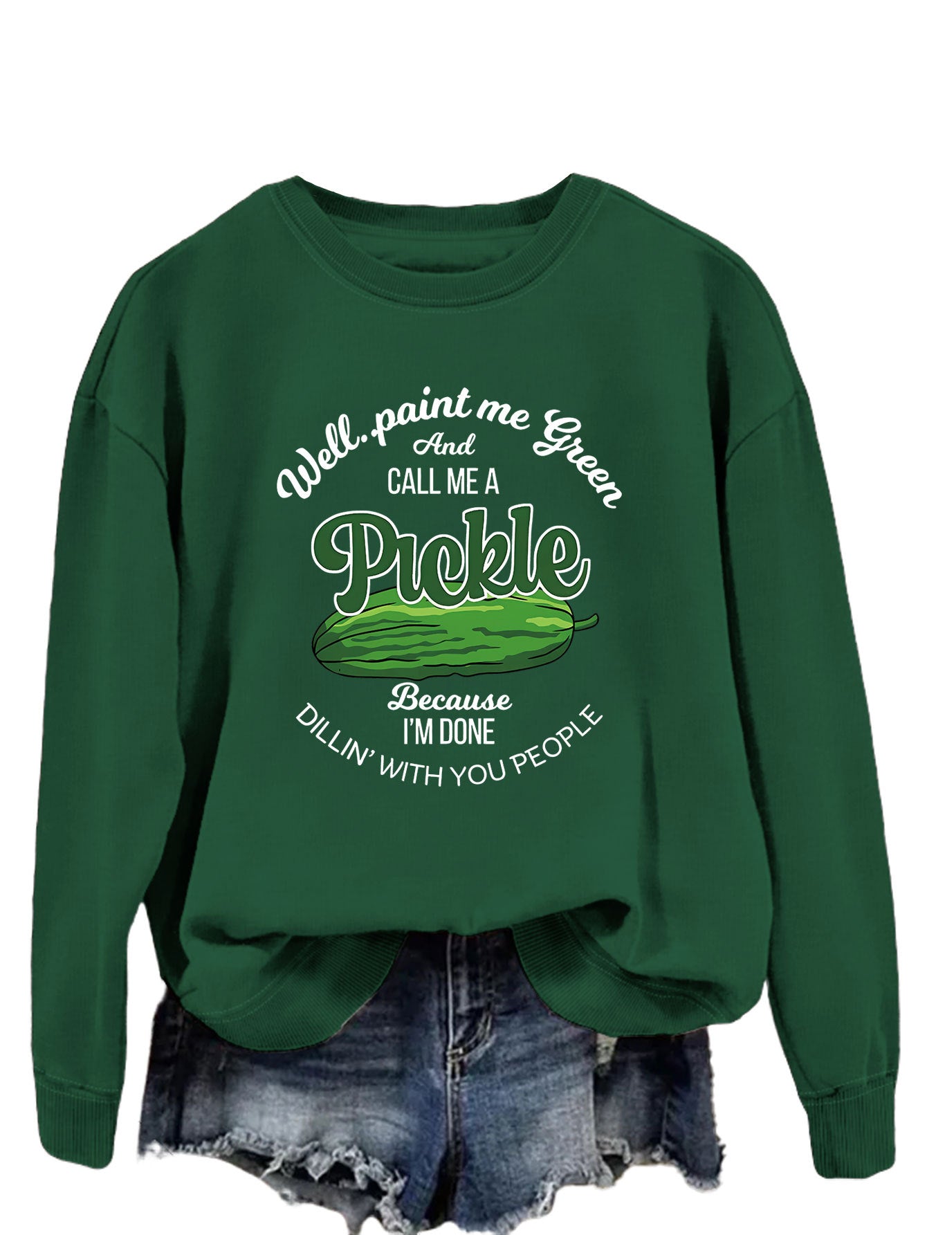 Damen Sweatshirt Gurkenmotiv Kreativer Druck Norvielle