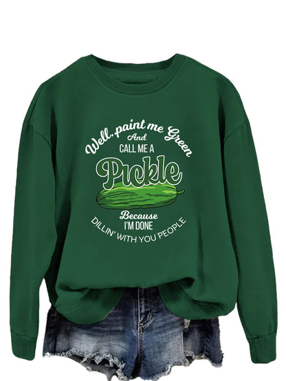 Damen Sweatshirt Gurkenmotiv Kreativer Druck Norvielle