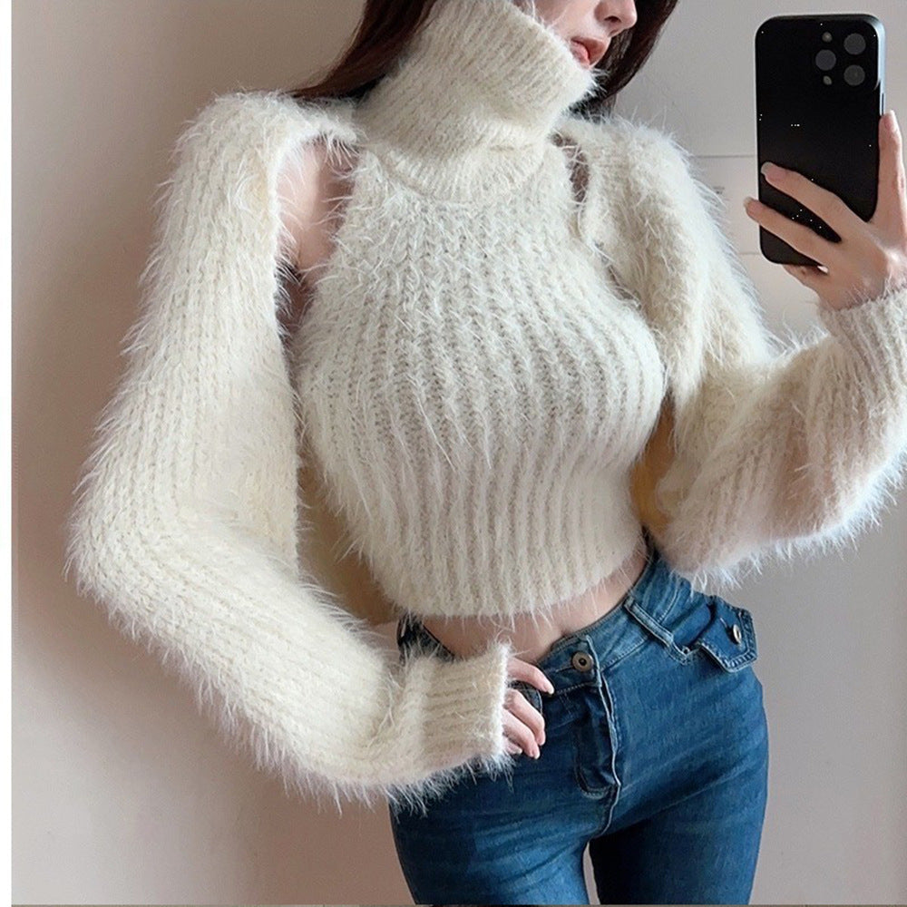 Damen Rollkragenpullover Puffärmel Norvielle - Norvielle