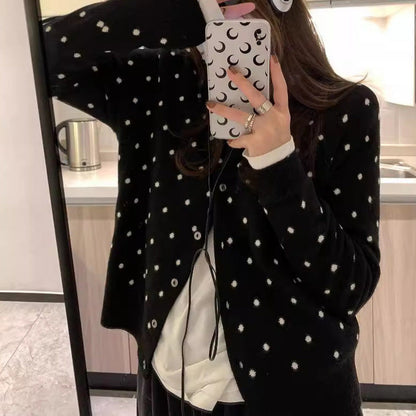 Damen Strickjacke Weiches Material Punktdesign Norvielle