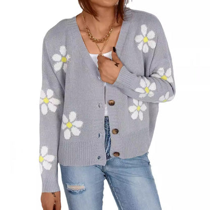 Damen Strickjacke Florale Applikationen Norvielle