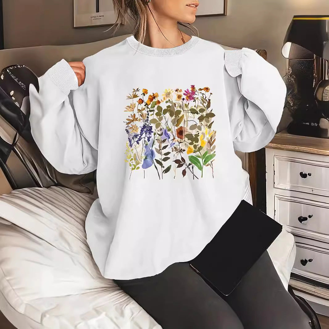 Damen Sweatshirt Floralmuster Bequem Grün - Norvielle