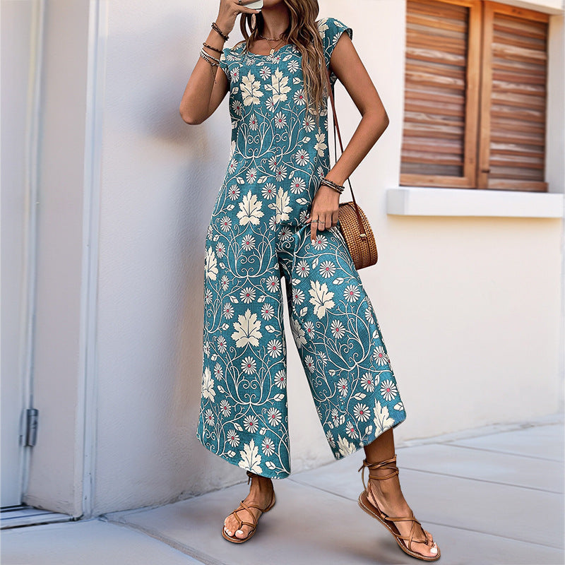 Damen Jumpsuit Floral Hochbein Norvielle