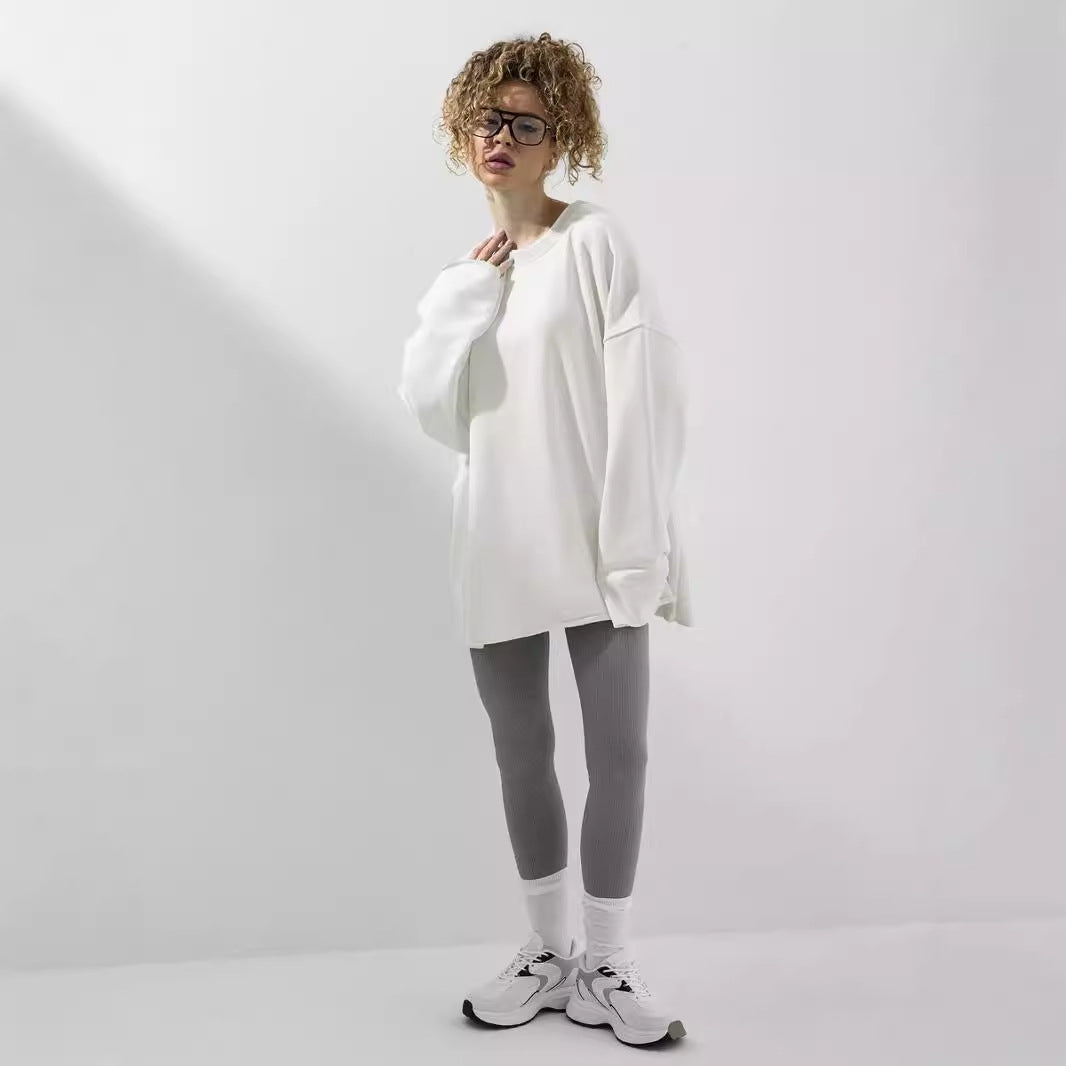 Damen Sweatshirt Übergroß Langärmlig Rundhalsausschnitt Norvielle