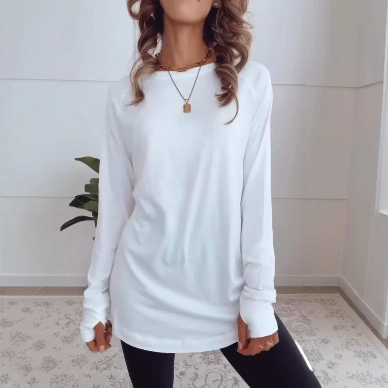 Damen Longsleeve-Oberteil Baumwolle Lässig - Norvielle
