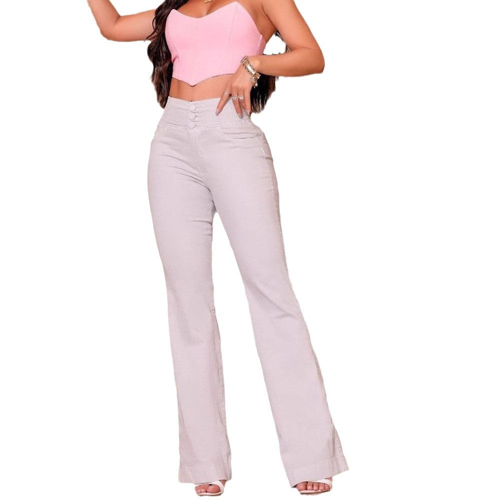 Damen Hochtaillierte Flared Jeans Norvielle Elegant