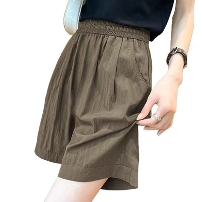 Damen Shorts Elastischer Bund Seiten-Taschen Bequem
