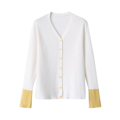 Damen Strickjacke mit abgesetzten Ärmeln und Knöpfen Norvielle