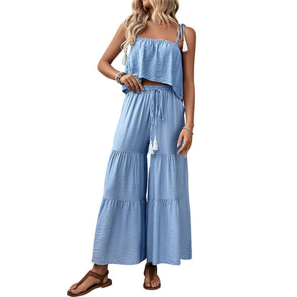Damen Zweiteiler-Set Volant-Design Kordelzug Norvielle