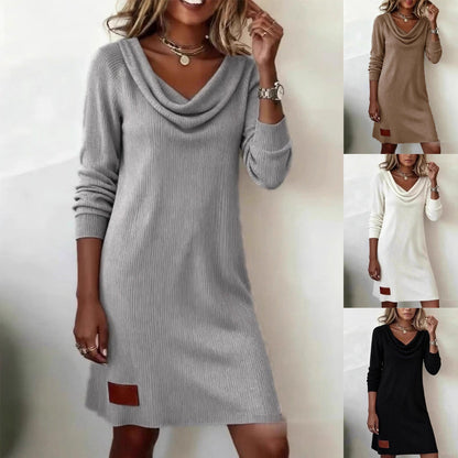 Damen Strickkleid Lässig Wasserfall-Ausschnitt Norvielle - Norvielle