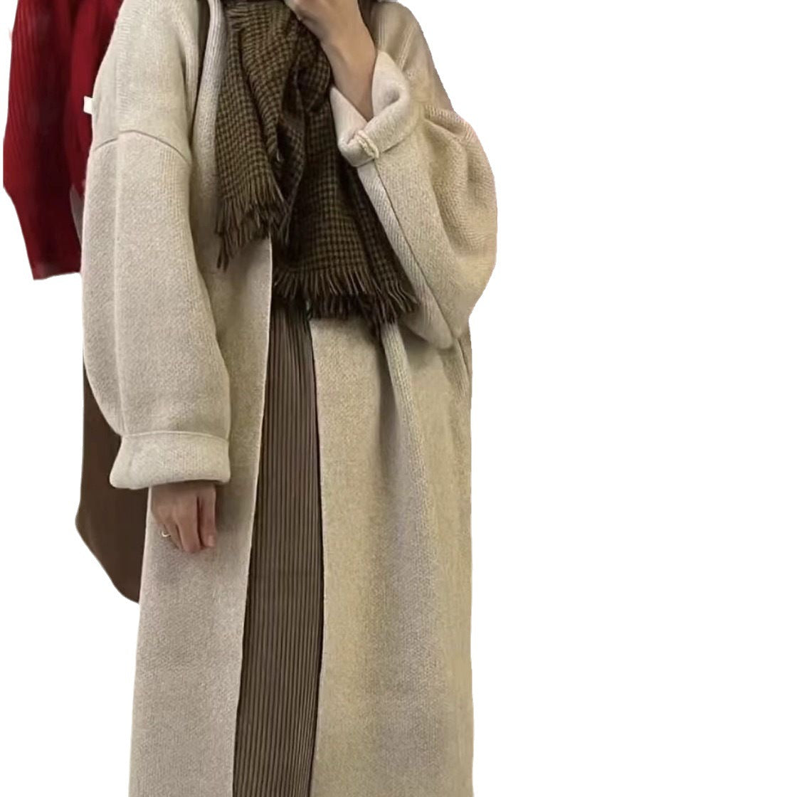 Damen Langstrickmantel Übergroßer Schnitt Weiches Fleece