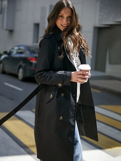 Damen Trenchcoat Doppelter Knopfleiste Taillengürtel Norvielle