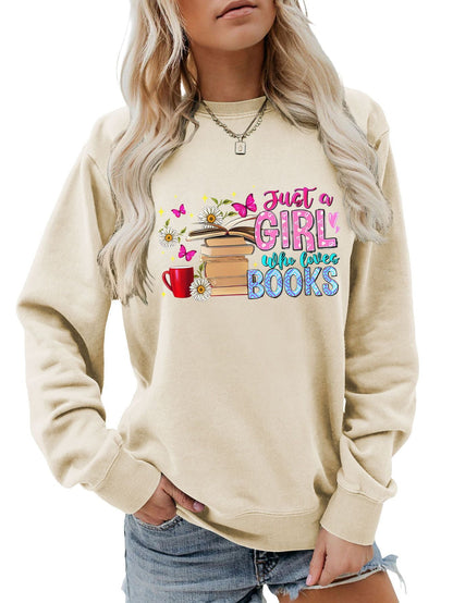 Damen Sweatshirt Buchmotiv Lässig Norvielle