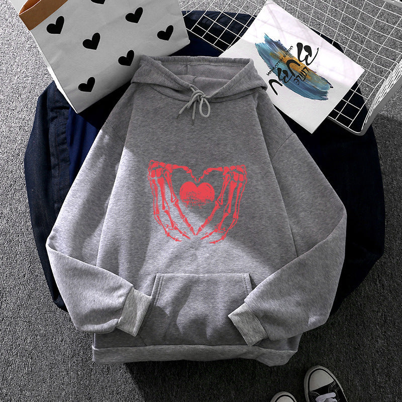Unisex Oversized Kapuzenpullover Herz-Knochen-Design Norvielle