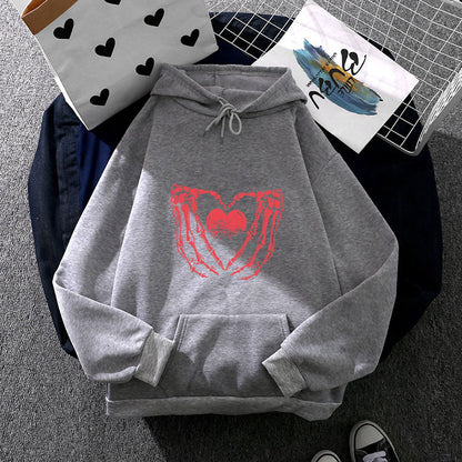 Unisex Oversized Kapuzenpullover Herz-Knochen-Design Norvielle