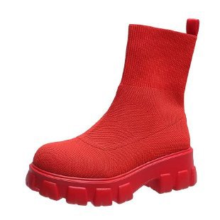 Damen Stiefel Hochschaft Robustes Plateau