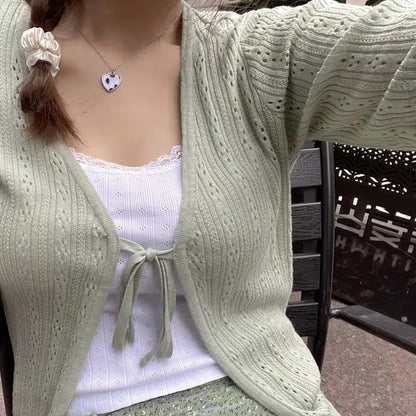 Damen Strickcardigan Verstellbare Schnürung Elegantes Design