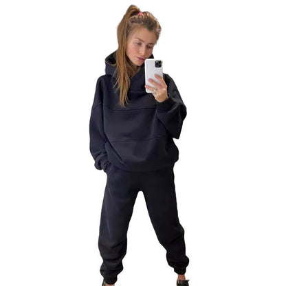 Damen Sportliches Kapuzen-Sweatshirt und Jogginghose Set