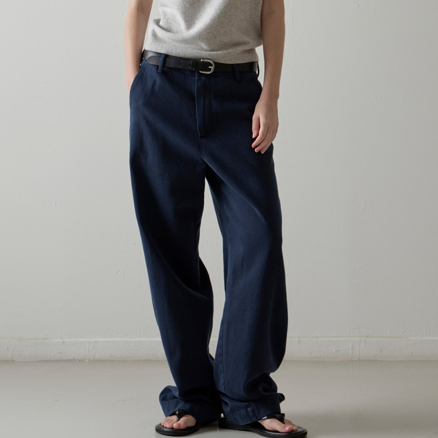 Damen Weite Denimhose Hochbund