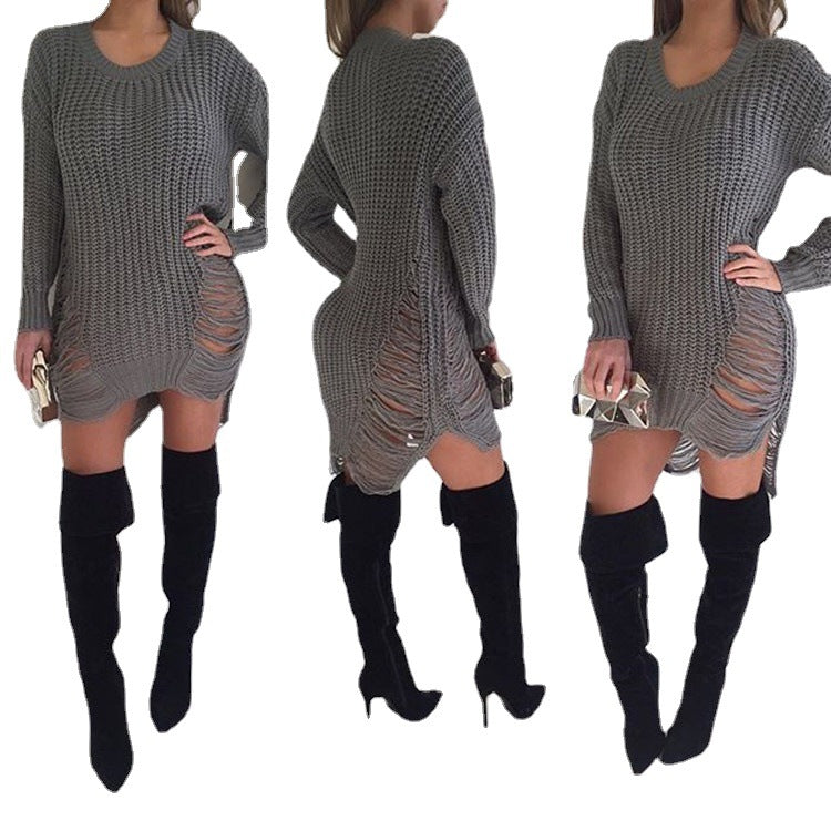 Damen Oversized Strickkleid mit Cut-Out-Details Norvielle