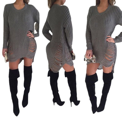 Damen Oversized Strickkleid mit Cut-Out-Details Norvielle