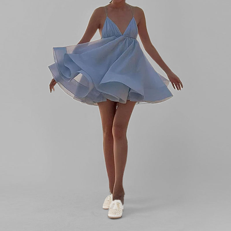Damen Sommerkleid V-Ausschnitt Verspieltes Saumdesign - Norvielle