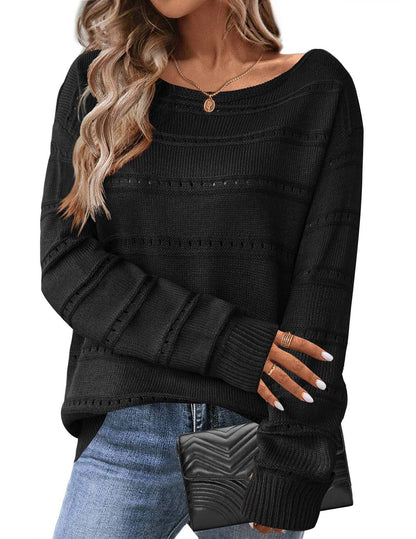 Damen Strickpullover Weit Geschnitten Luftige Struktur Norvielle