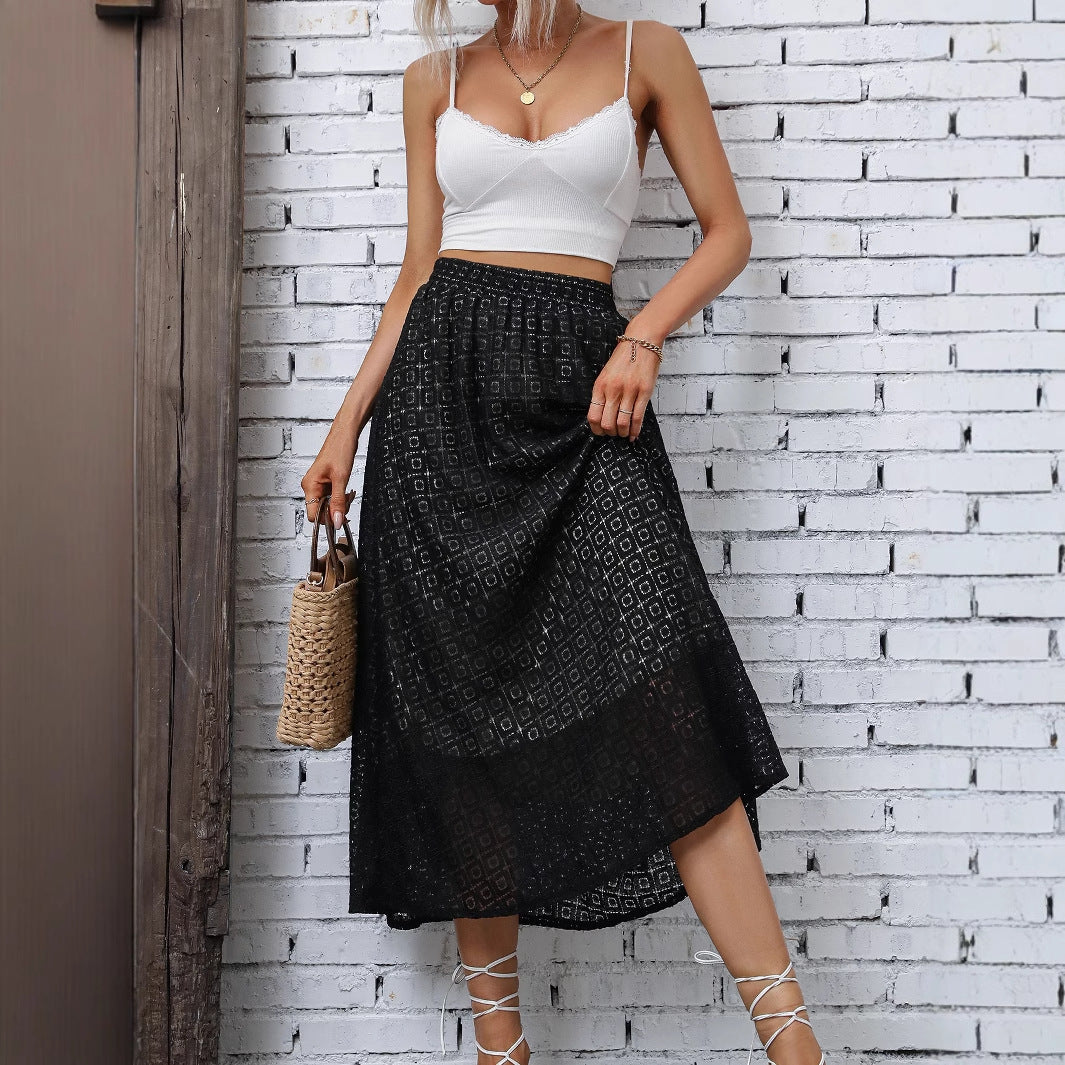 Damen Maxirock Elastischer Taillenbund Geometrisches Muster