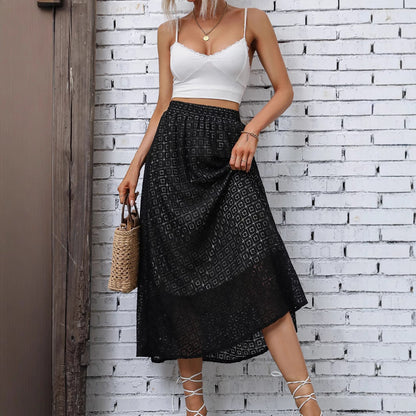 Damen Maxirock Elastischer Taillenbund Geometrisches Muster