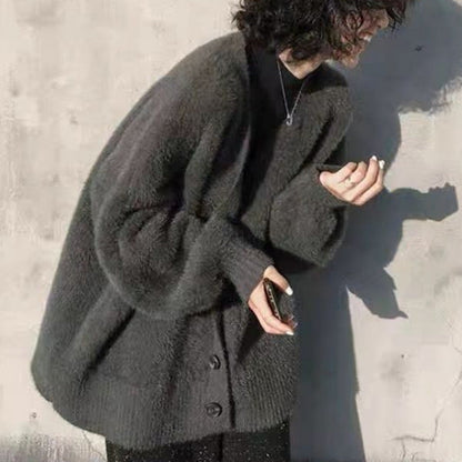 Damen Strickjacke Flauschig Weit Norvielle