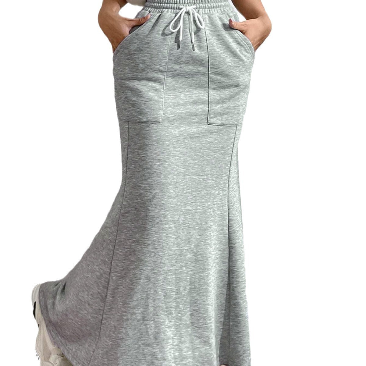 Damen Maxi-Rock Elastischer Bund Praktische Taschen
