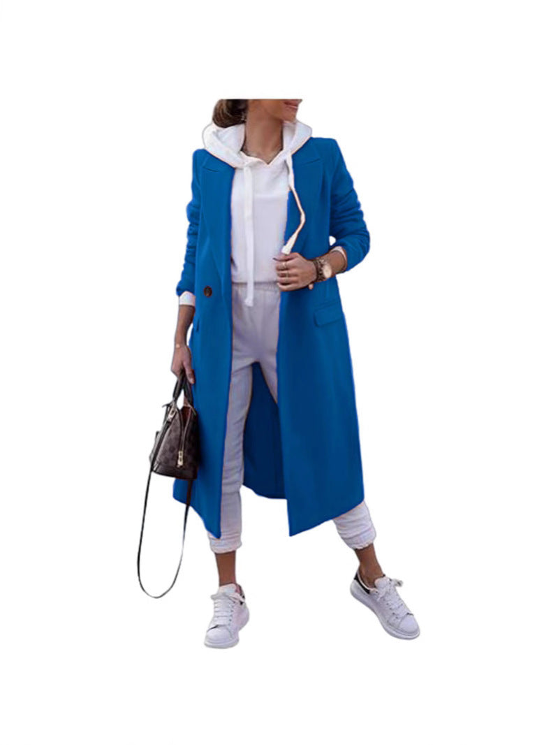 Damen Übergangsjacke Elegantes Design Revers Taschen Beige - Norvielle