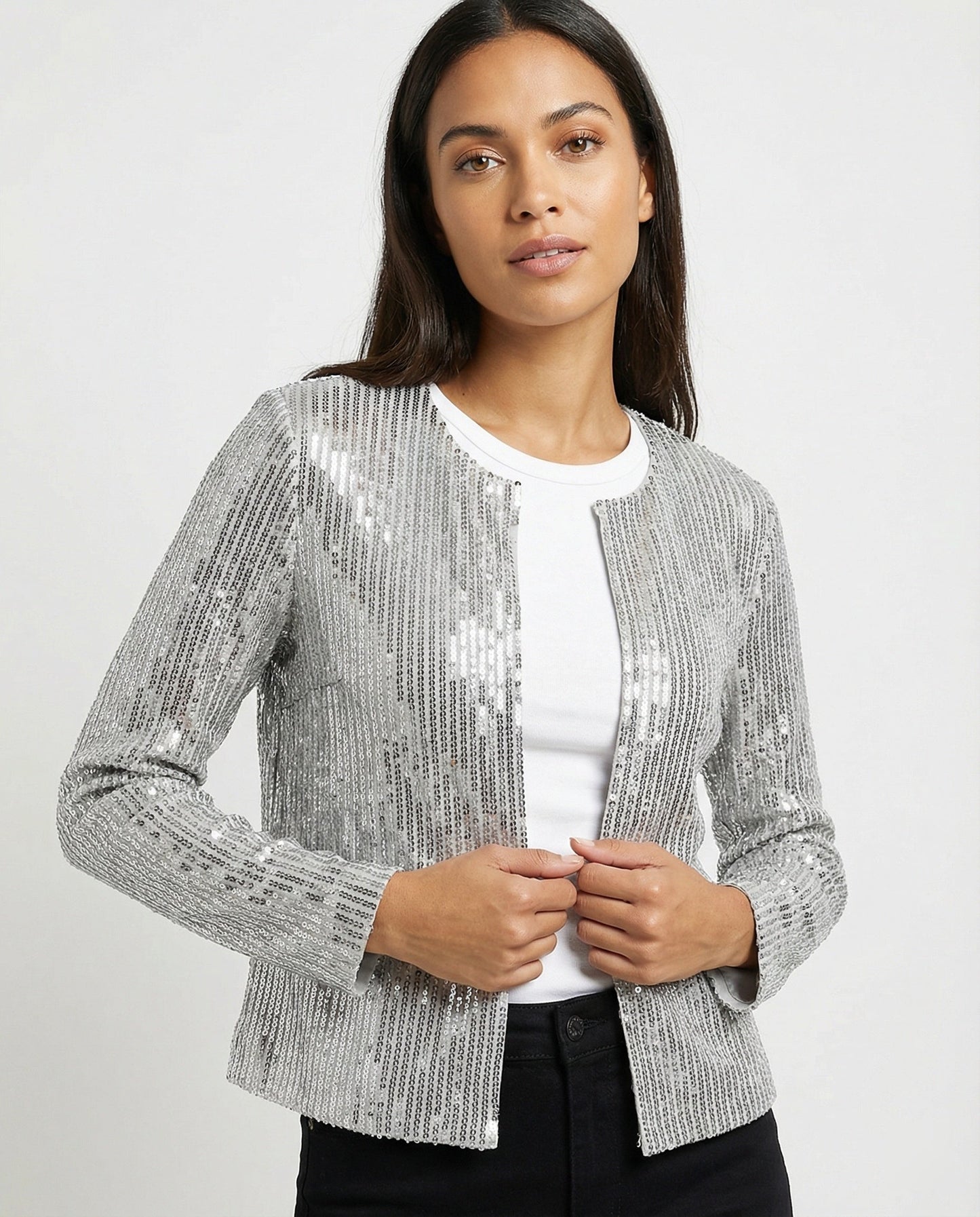 Damen Strickjacke Glitzer Effekt Norvielle