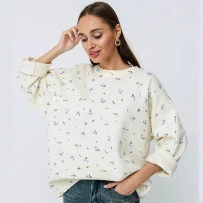 Damen Oversized Sweatpullover Floralmuster Norvielle