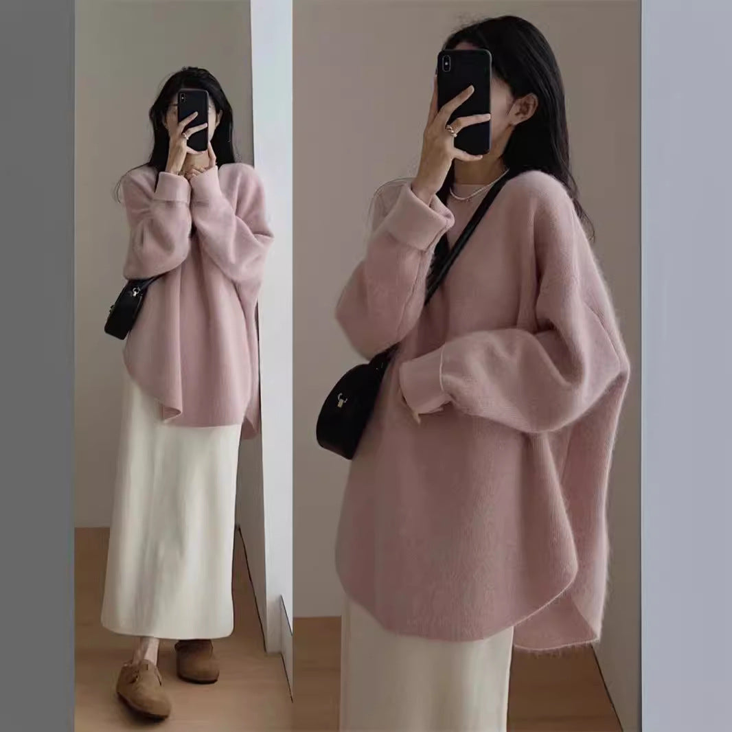 Damen Oversized Kuschelpullover Strukturiert Lässig Beige - Norvielle