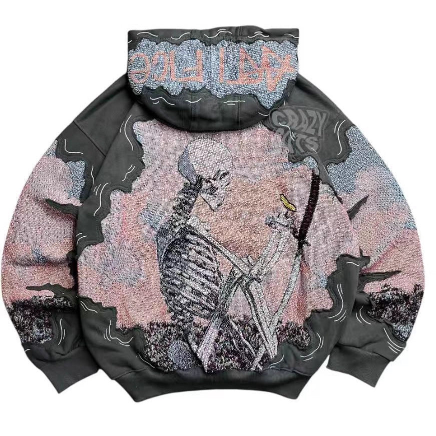 Damen Kapuzenpullover Totenkopf-Print Norvielle