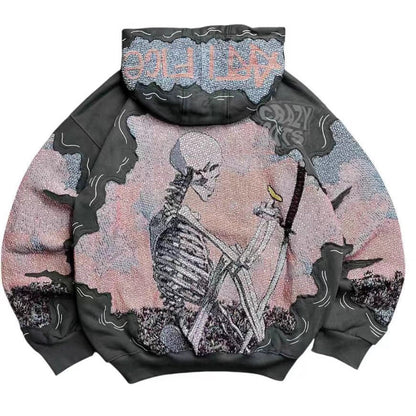 Damen Kapuzenpullover Totenkopf-Print Norvielle