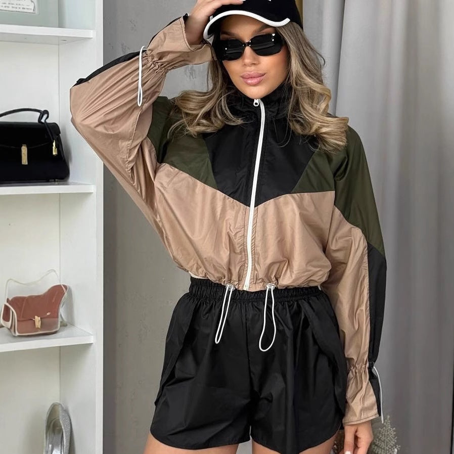 Damen Sportanzug Elastischer Bund Kontrastdetails